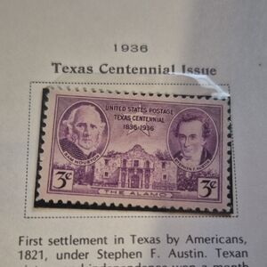 Vintage 1936 Texas Centennial Postage Stamp - Purple